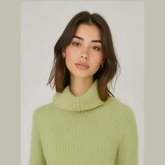 J Jill Green Cotton Cowl Neck Long Sleeve Oversize Pullover Tunic Sweater M - Picture 1 of 10